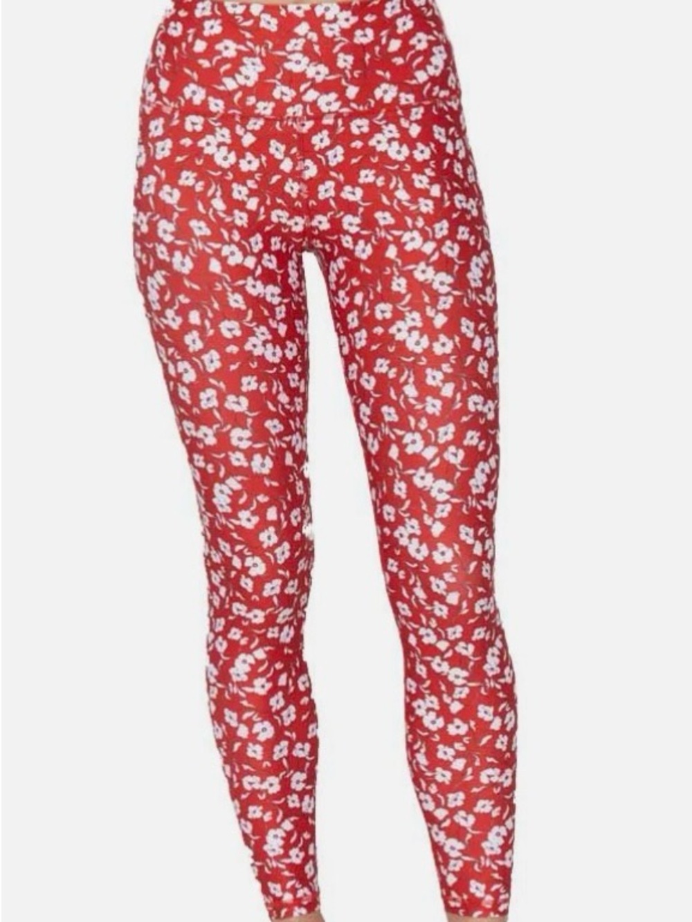 Spiritual Gangster Red & White Floral Kids Leggings